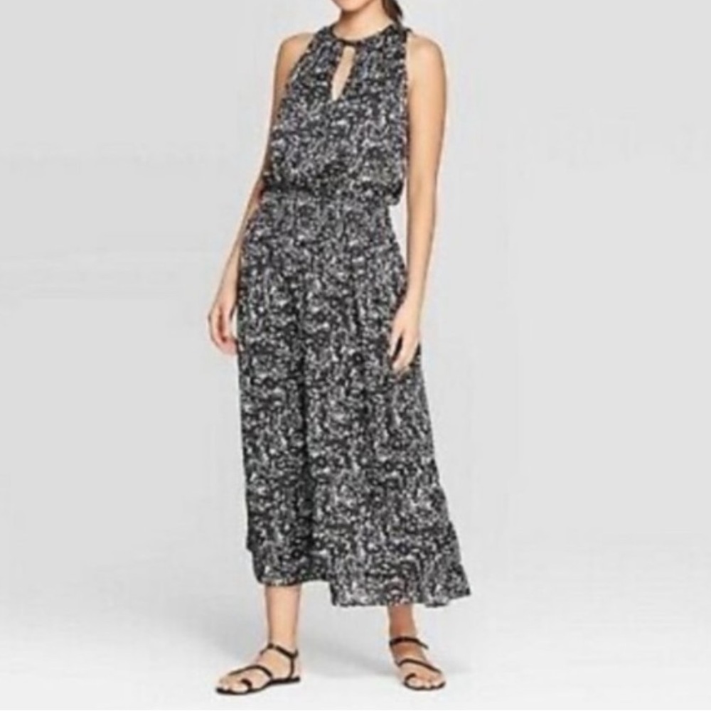 Prologue Sleeveless Maxi Dress Stretch Waist B & W Lightweight Travel Friendly